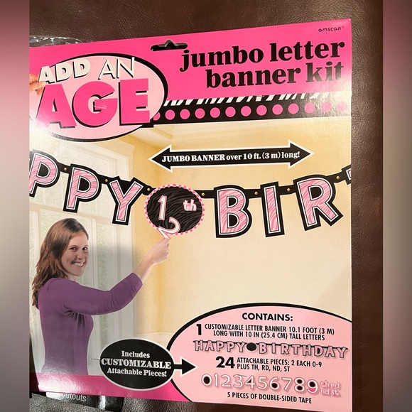 Birthday decorations - pink, black and white - Picture 5 of 6